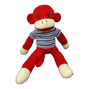 Sock Monkey Dan Dee Red Striped Shirt 18" Collectors Choice Plush Stuffed Animal